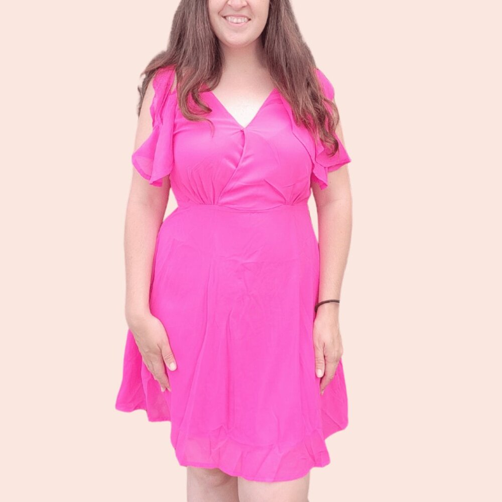 Easel Hot Pink Cold Shoulder Mini Dress NWT S-L